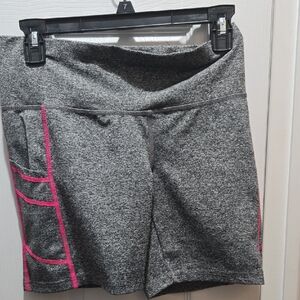 Stylish Gray Bike Shorts with Pink Trim